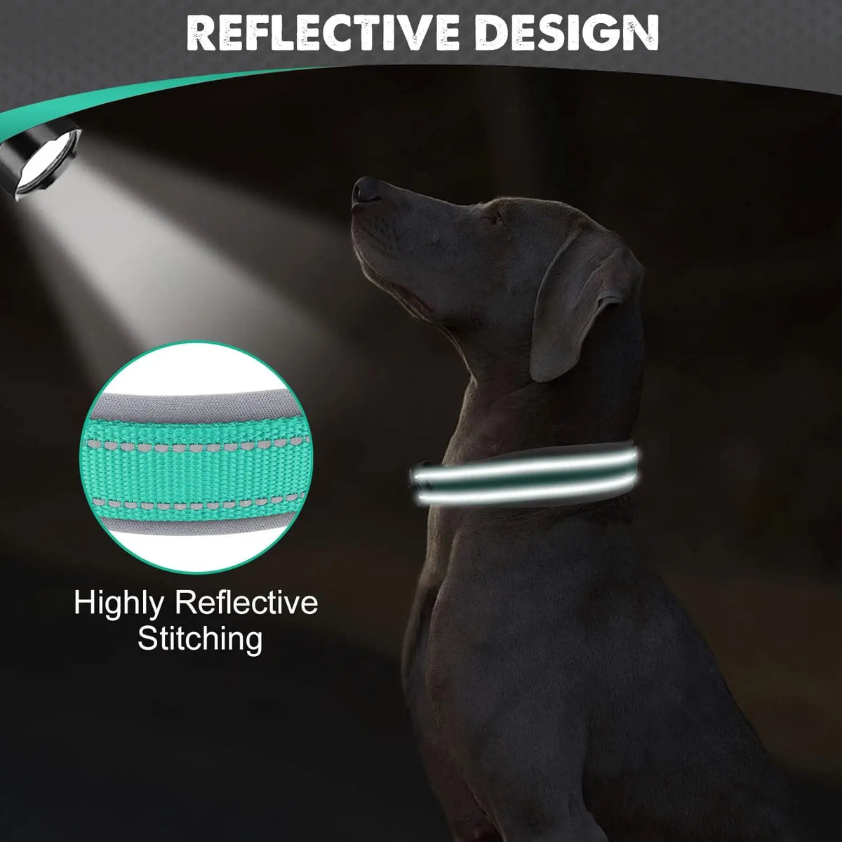 Adjustable Padded Dog Collar Soft Reflective Wide