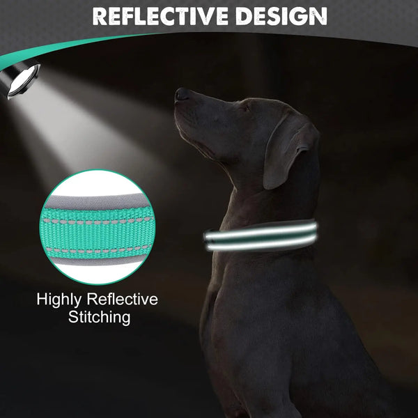 Adjustable Padded Dog Collar Soft Reflective Wide