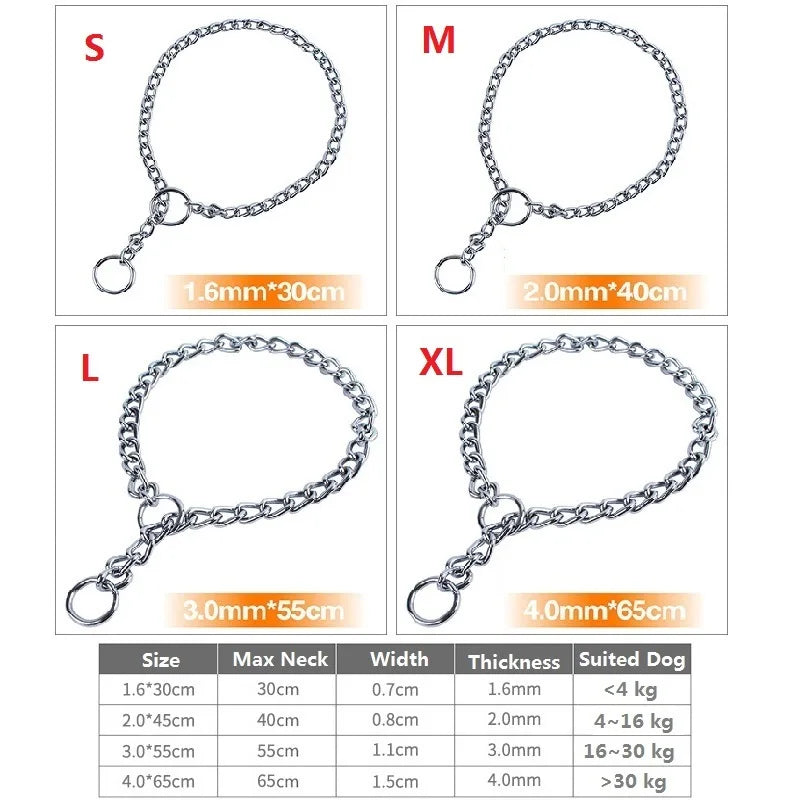Stainless Adjustable Steel Slip Chain Dog Collar