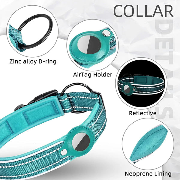 Adjustable AirTag Dog Collar Reflective