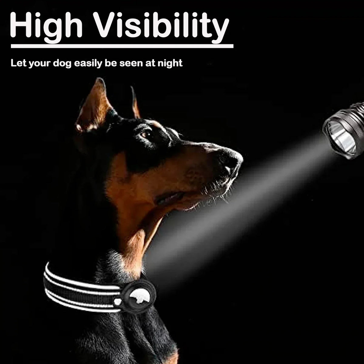 Adjustable AirTag Dog Collar Reflective