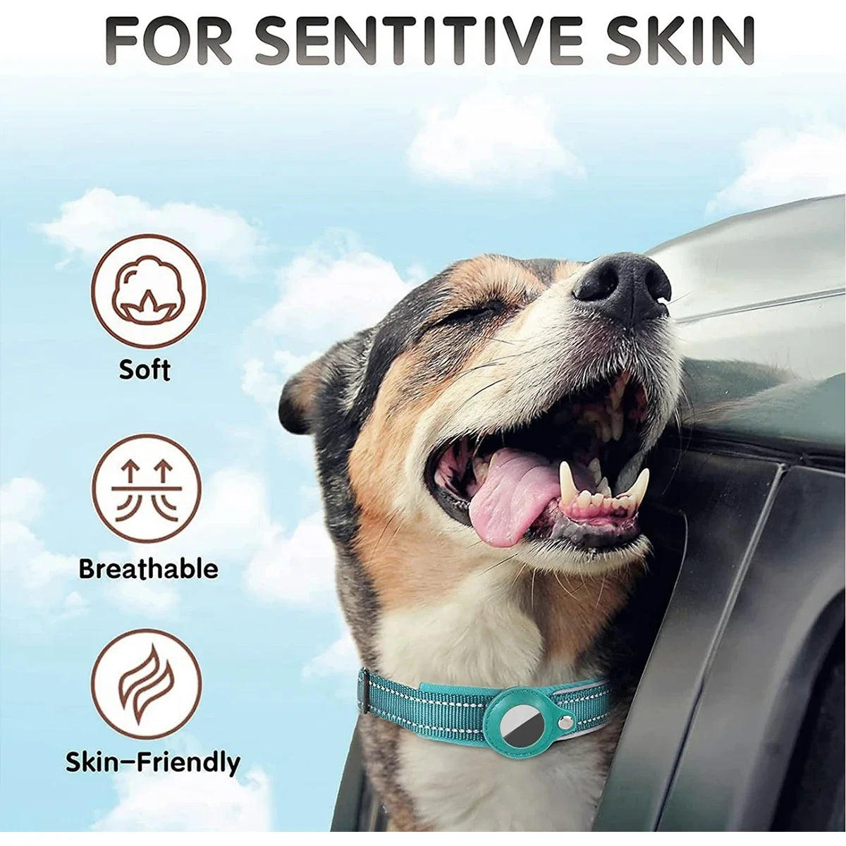 Adjustable AirTag Dog Collar Reflective