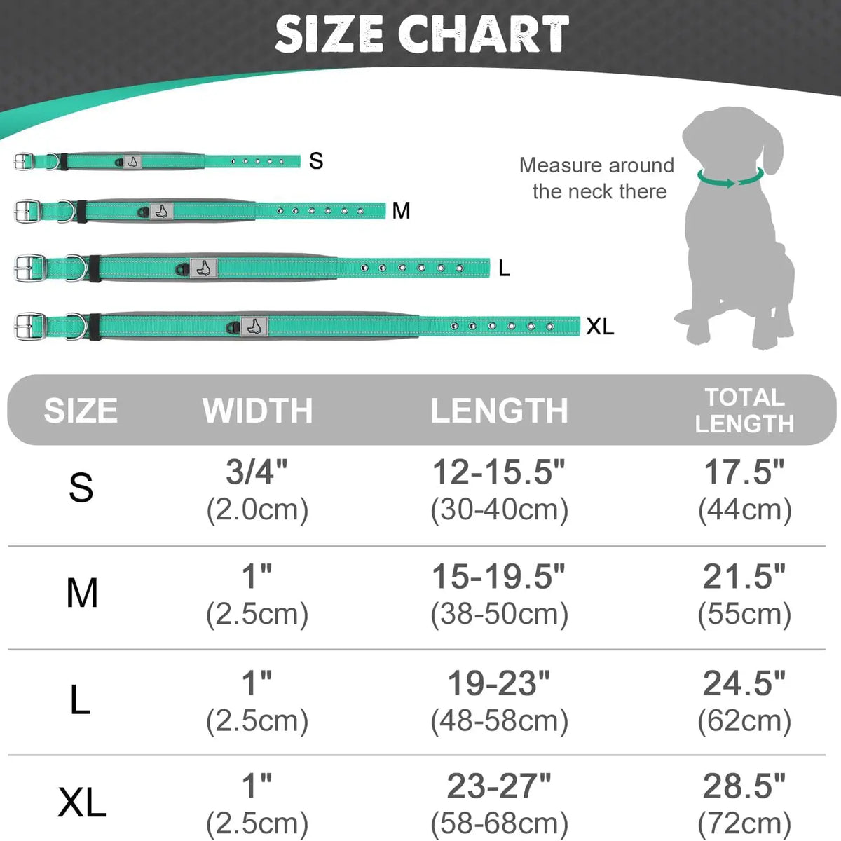 Adjustable Padded Dog Collar Soft Reflective Wide