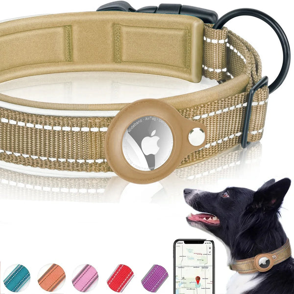 Adjustable AirTag Dog Collar Reflective