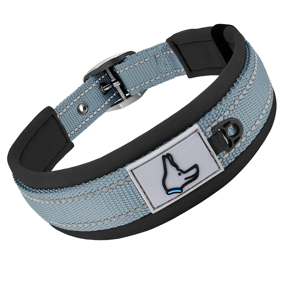 Adjustable Padded Dog Collar Soft Reflective Wide
