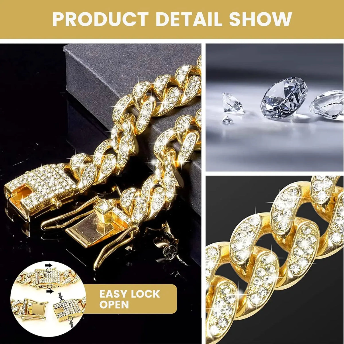 Metal Dog Chain Collar Diamond