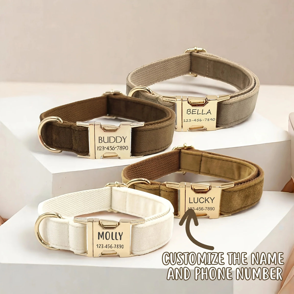Personalized Dog Collar Velvet
