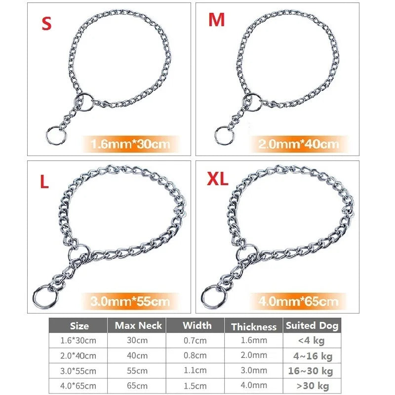 Stainless Adjustable Steel Slip Chain Dog Collar