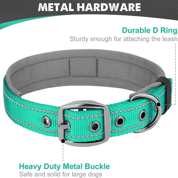 Adjustable Padded Dog Collar Soft Reflective Wide