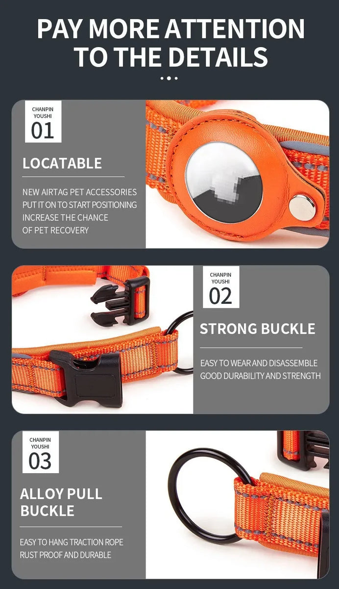 AirTag Dog Collar Reflective