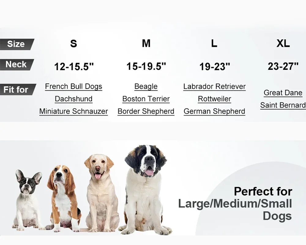 Adjustable Padded Dog Collar Soft Reflective Wide