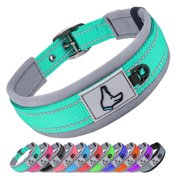 Adjustable Padded Dog Collar Soft Reflective Wide