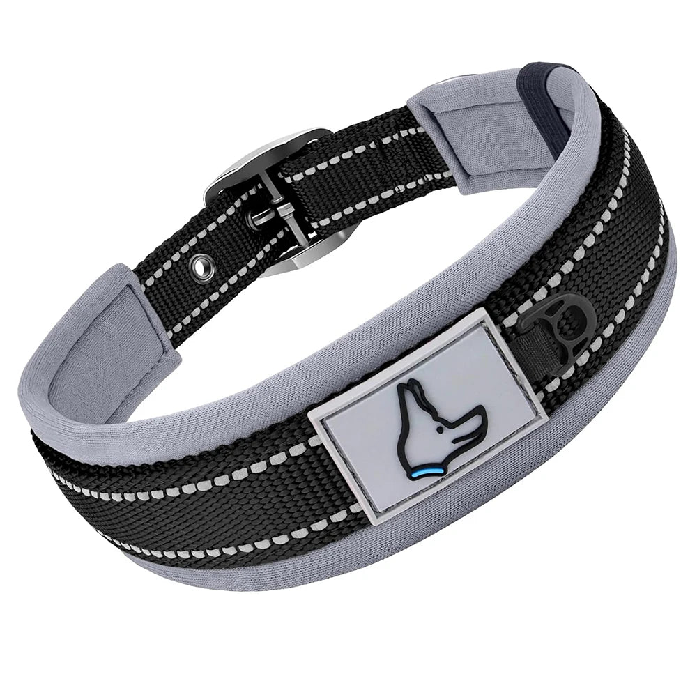 Adjustable Padded Dog Collar Soft Reflective Wide