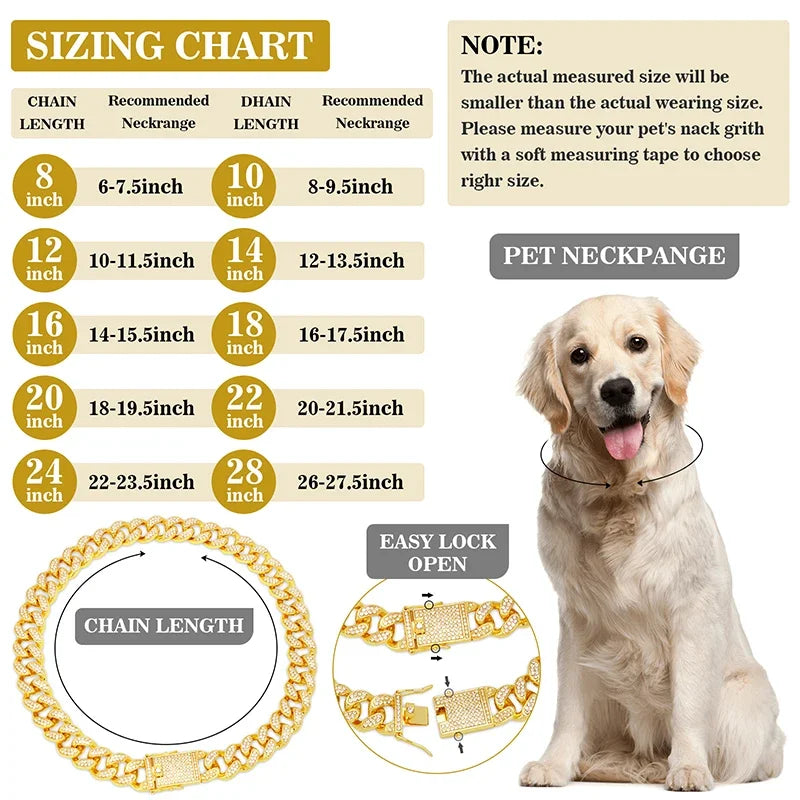 Metal Dog Chain Collar Diamond